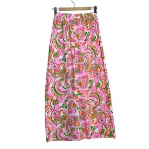 Vintage Bright Floral Swirl Psychedelic 60s, 70s Wide Leg pants SZ. Petite